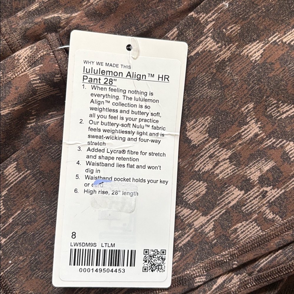 LULULEMON ALIGN HR PANT 28” in TRUE LEOPARD MAX BROWN MULTI SZ 4,6,8 NWT - Picture 8 of 13